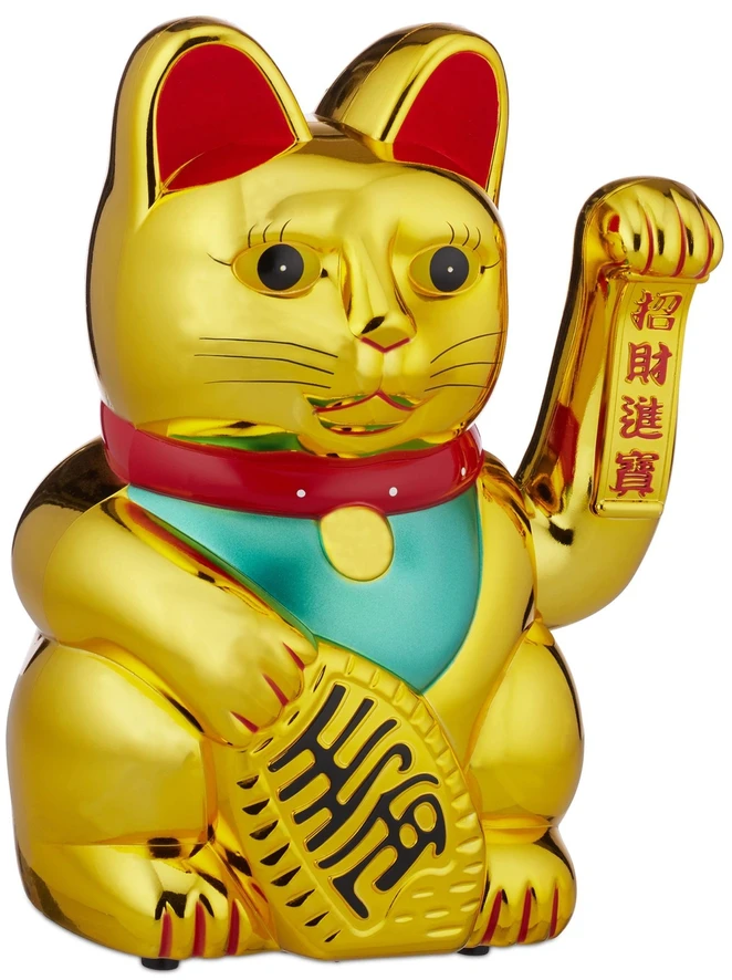 Relaxdays XXL Maneki Neko mojuojanti katė