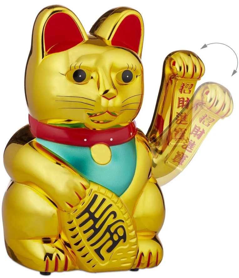 Relaxdays XXL Maneki Neko mojuojanti katė