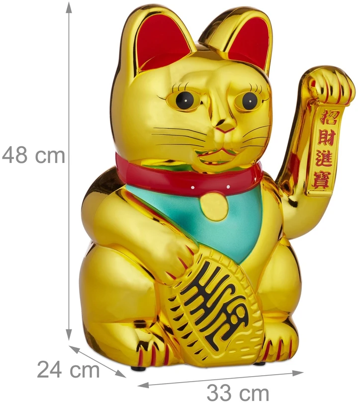 Relaxdays XXL Maneki Neko mojuojanti katė