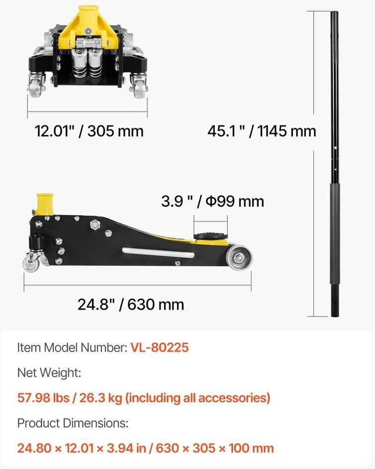 VEVOR Žemas automobilių domkratas 2,5 tonos