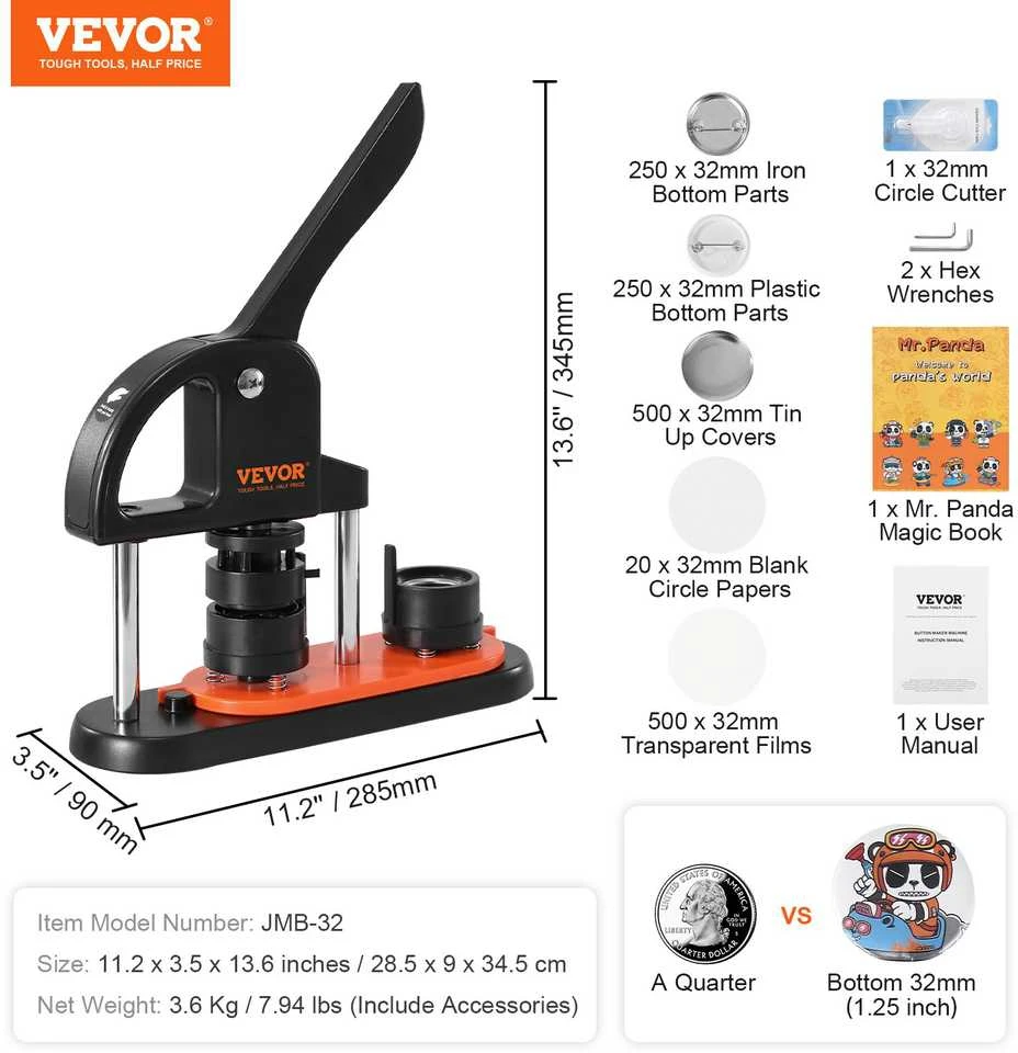 VEVOR Ženkliukų gamybos mašina 32 mm
