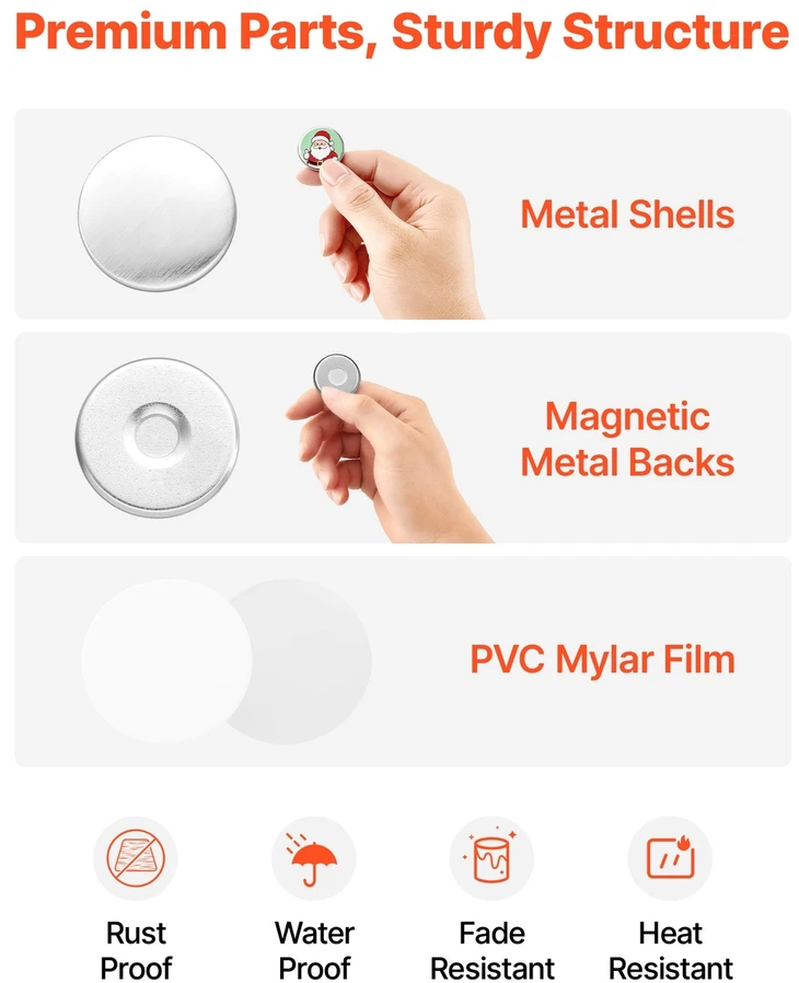 VEVOR Ženkliukų gamybos rinkinys 50 vnt. 25 mm magnetai