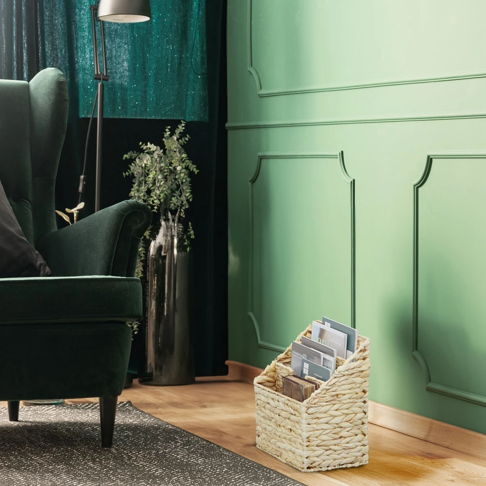 Relaxdays Žurnalų laikiklis iš vandens hiacinto, 3 skyriai