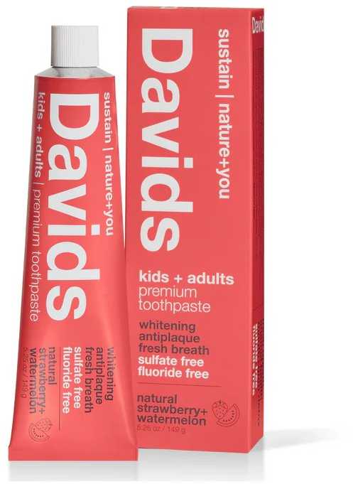 Davids apnašas mažinanti natūrali dantų pasta braškių ir arbūzo skonio, 155 ml.