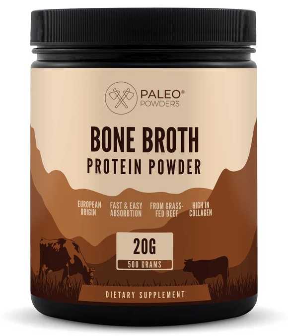 Paleo Powders natūralus jaučio kaulų sultinys milteliais sąnariams, žarnynui, 500 gr.