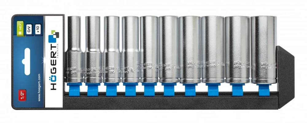 Galvučių komplektas Hogert HT1A888; 10-24 mm; 10 vnt.