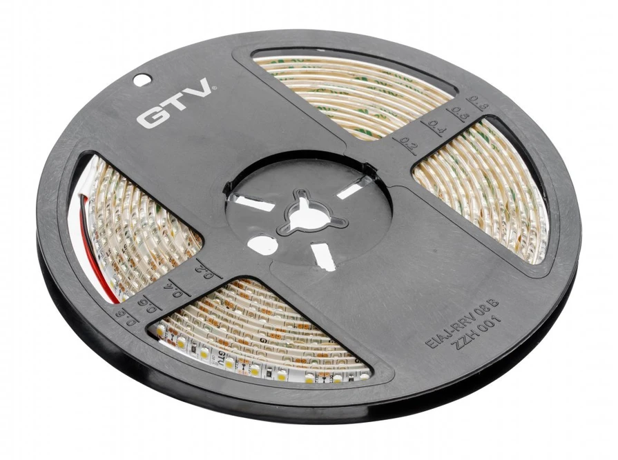 GTV 3528 blykstės juosta, 600 LED šaltai baltos spalvos, 48 W, atspari vandeniui 8 mm, ritinys