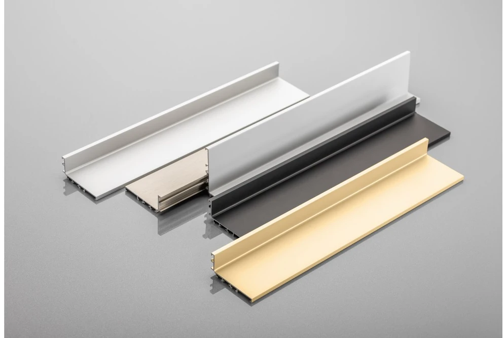 Aluminum profile, handleless system VELLO with LED function, L, inox, length 4.10 m