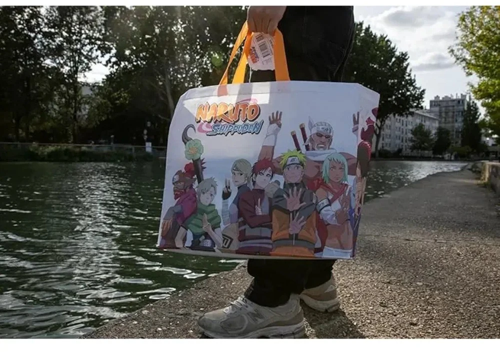 Anime pirkinių krepšys Konix Naruto Shippuden su Jinchūriki dizainu 40x45x20cm, baltas