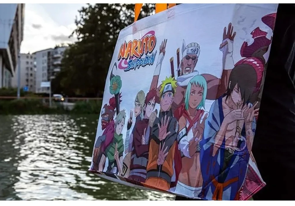 Anime pirkinių krepšys Konix Naruto Shippuden su Jinchūriki dizainu 40x45x20cm, baltas