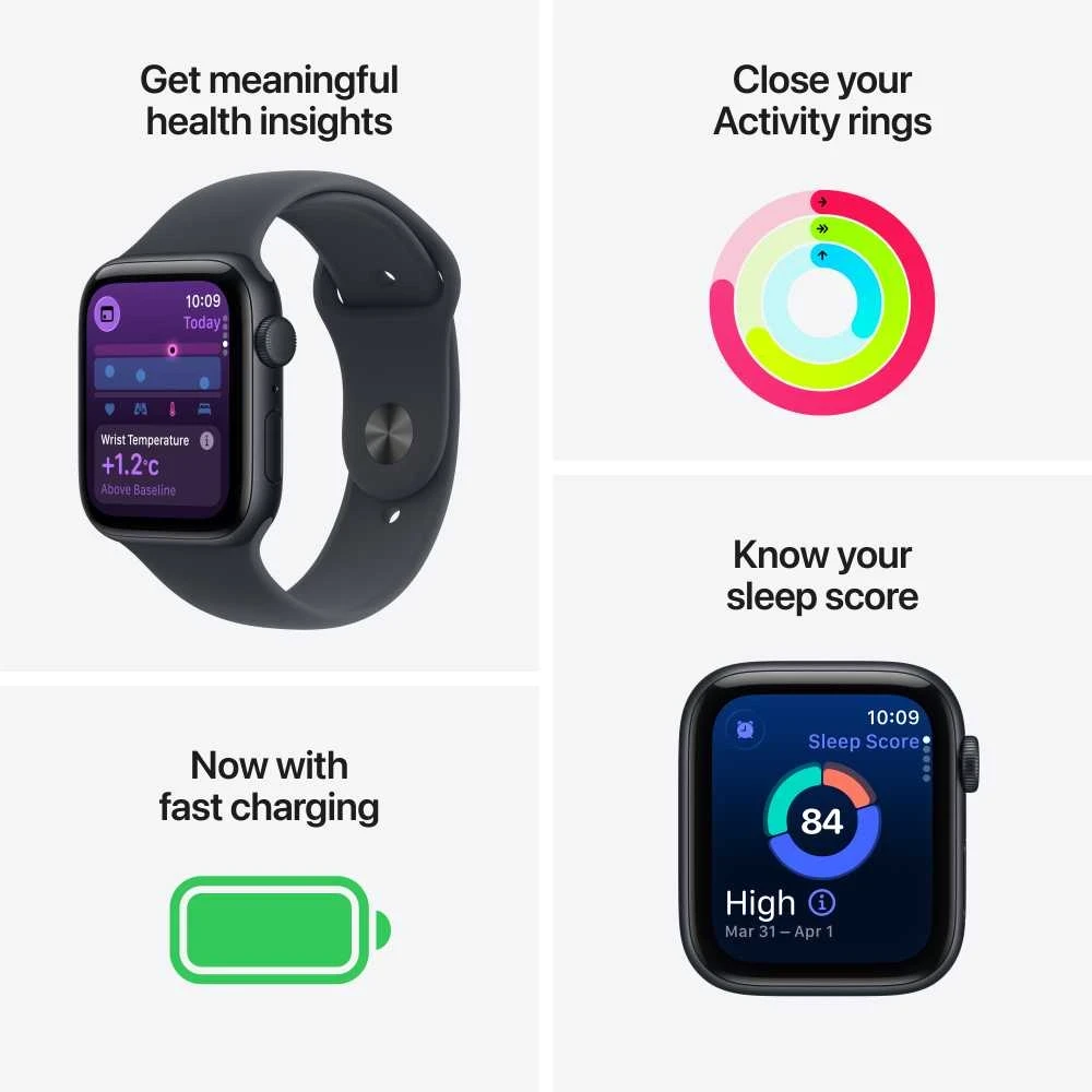 Apple Watch SE 3 GPS 44mm Starlight Aluminium Case with Starlight Sport Band - S/M - MEHG4ET/A