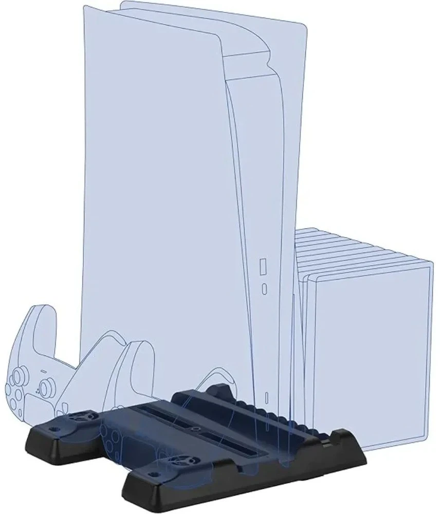 Aušinimo stovas su pultelių krovimu skirtas PS5 Konix Mythics Spaceship juodas