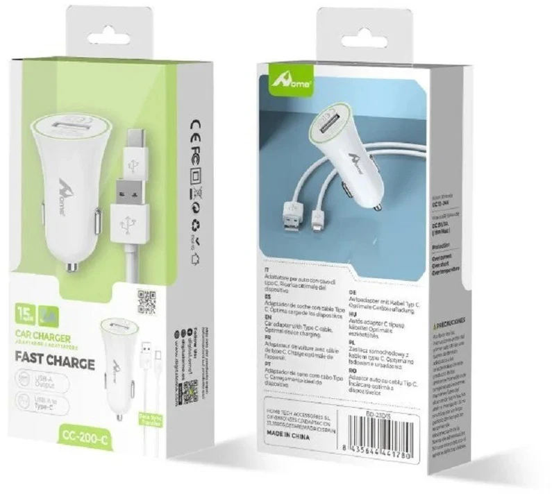 Automobilinis įkroviklis su USB-C laidu Digitalome CC-200-C