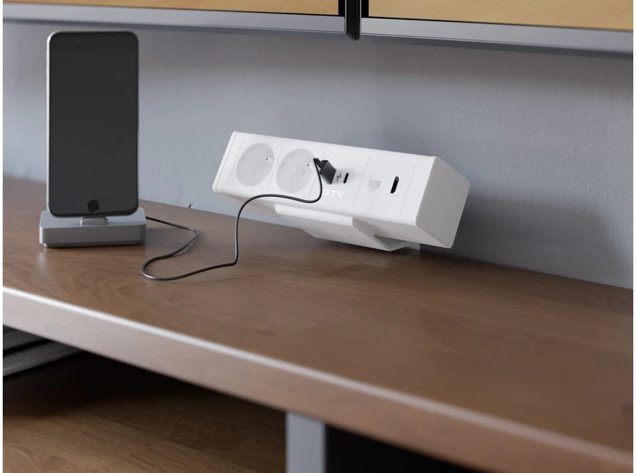 GTV Baldų lizdas BAR, 2x schuko lizdas, 1xUSB A, 1xUSB C. 1xRJ45, 1xHDMI,, kabelis 1,5 m, vnt.