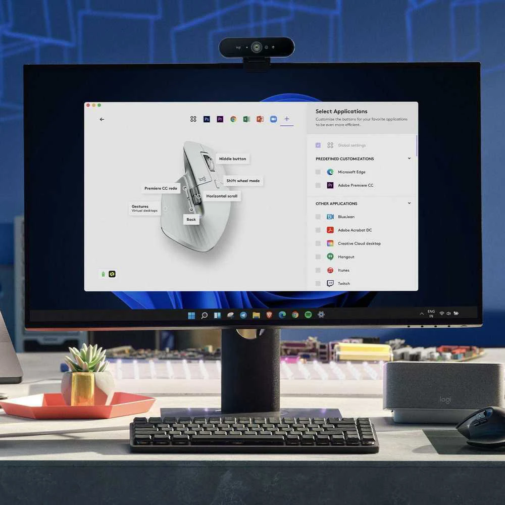 Belaidė pelė Logitech MX Master 3S, šviesiai pilka