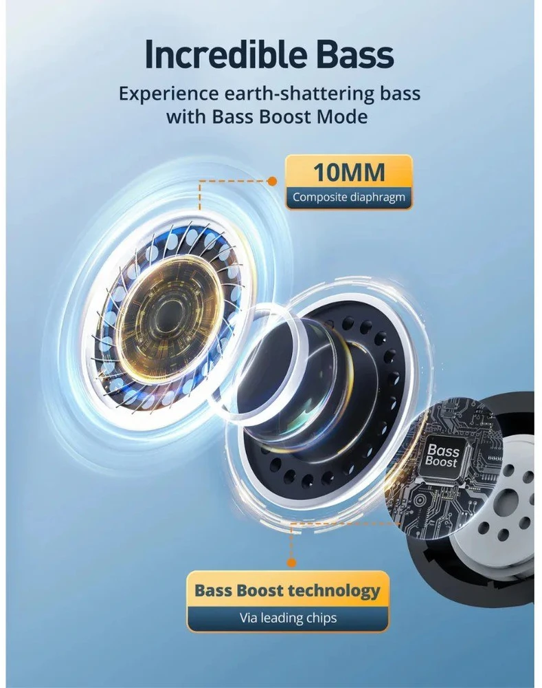 Belaidės ausinės TaoTronics TT-BH1118, juodos