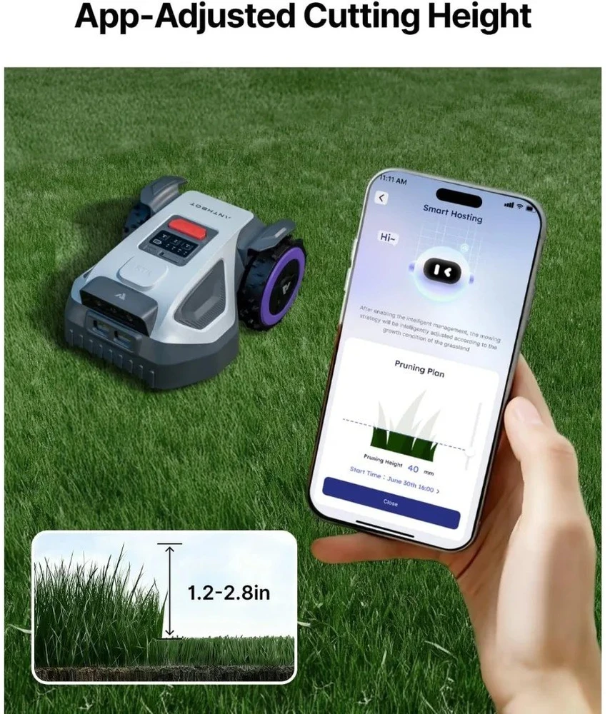 Belaidis vejos robotas ANTHBOT M5 su RTK + AI navigacija, iki 500 m²