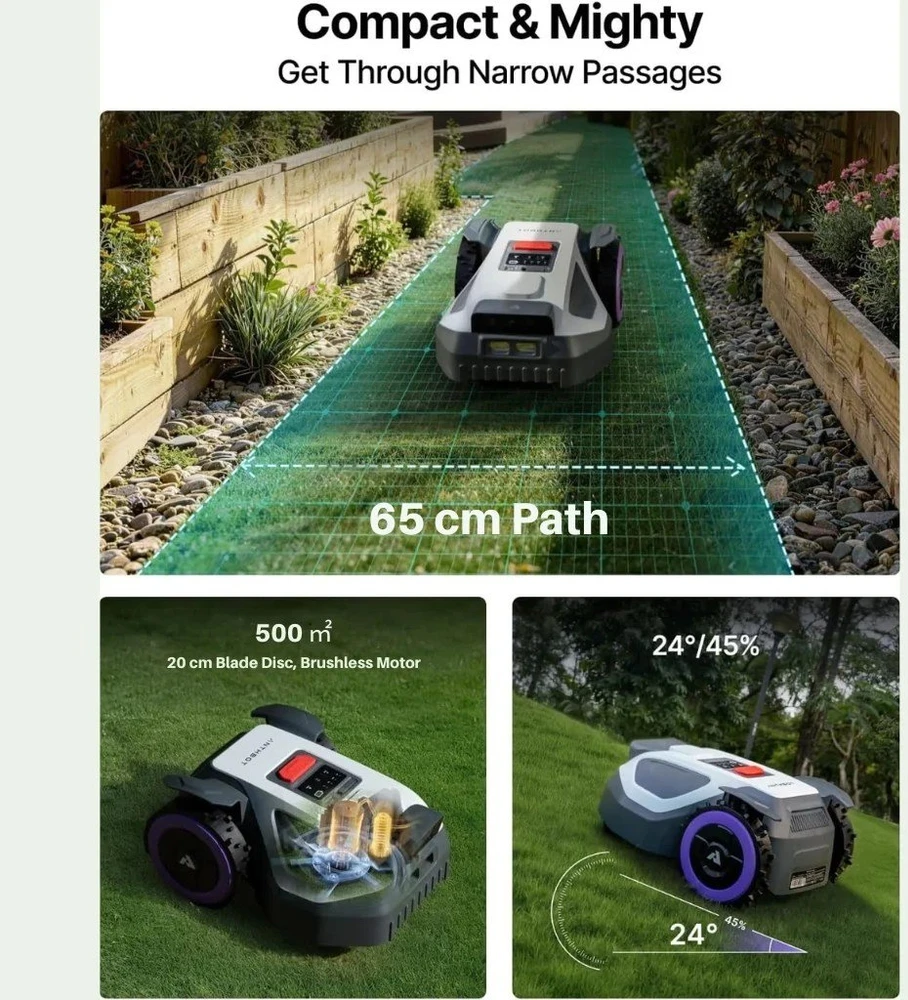 Belaidis vejos robotas ANTHBOT M5 su RTK + AI navigacija, iki 500 m²