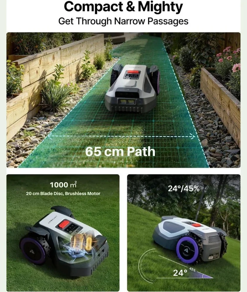 Belaidis vejos robotas ANTHBOT M9 su RTK + AI navigacija, iki 1000 m²