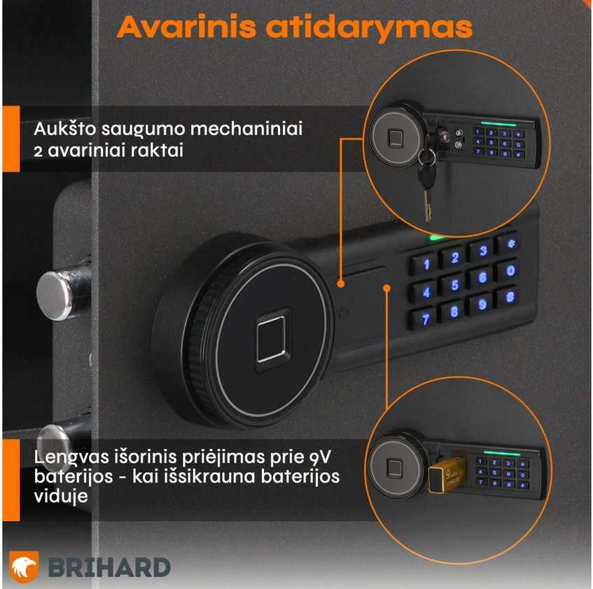 Brihard Business XL Biometric Black Pearl biuro seifas
