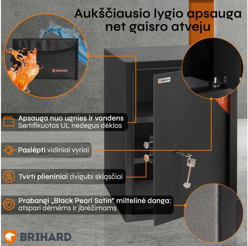 Brihard Business XL K Black Pearl biuro seifas