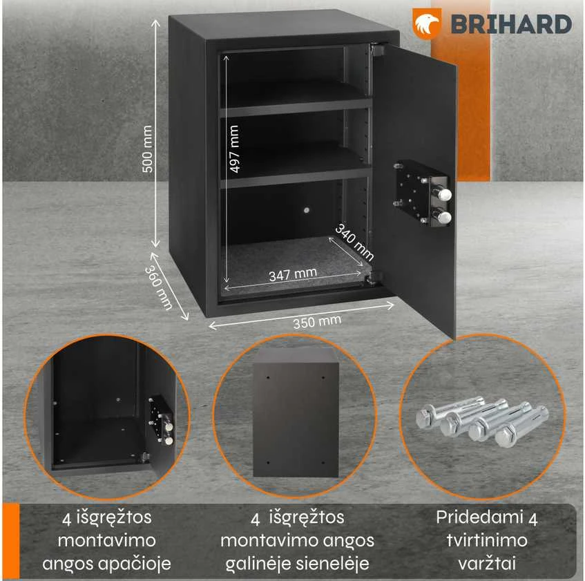 Brihard Business XL K Black Pearl biuro seifas