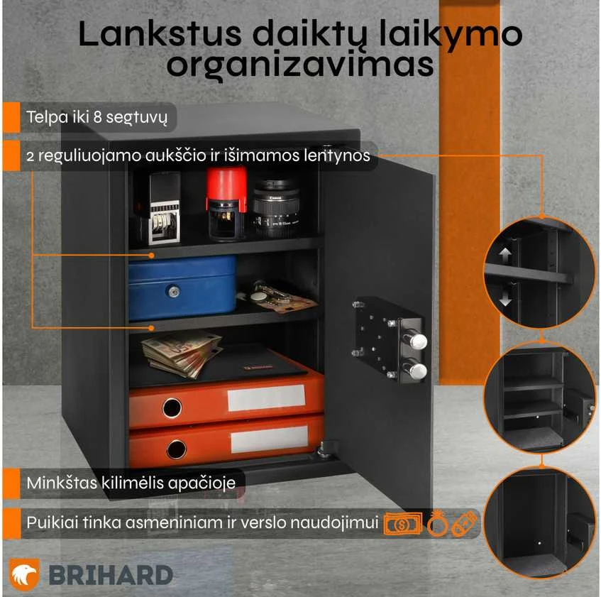Brihard Business XL K Black Pearl biuro seifas