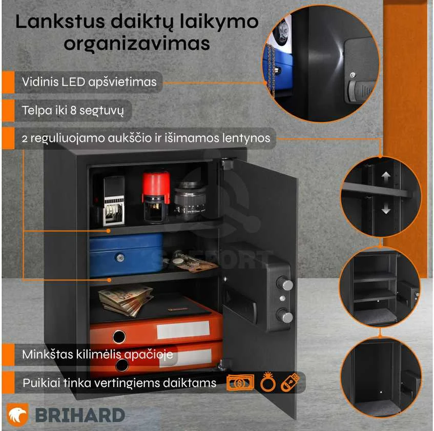 Brihard Business XL LCD E Black Pearl biuro seifas