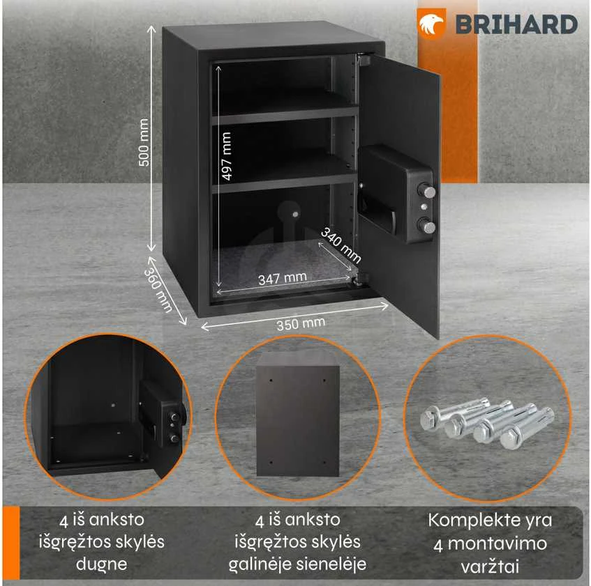Brihard Business XL LCD E Black Pearl biuro seifas