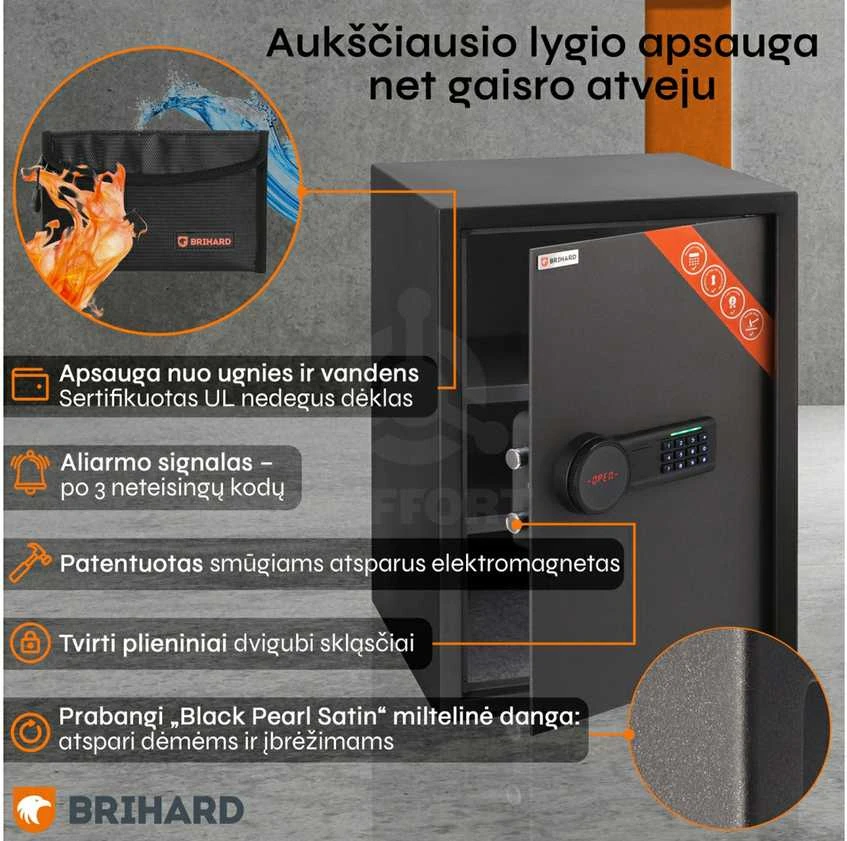 Brihard Business XL LCD E Black Pearl biuro seifas