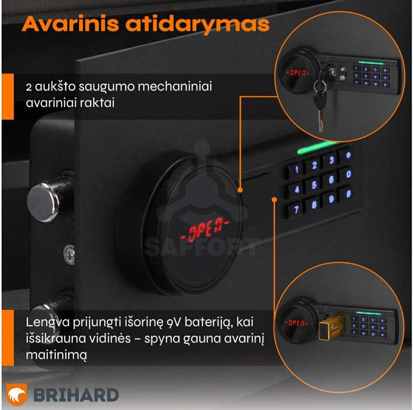 Brihard Business XL LCD E Black Pearl biuro seifas
