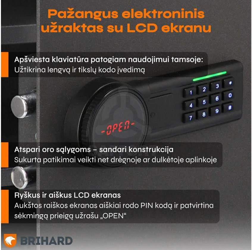 Brihard Business XL LCD E Black Pearl biuro seifas