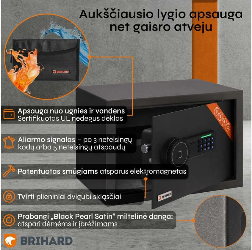 Brihard Family Biometric Juodas Pearl baldinis seifas