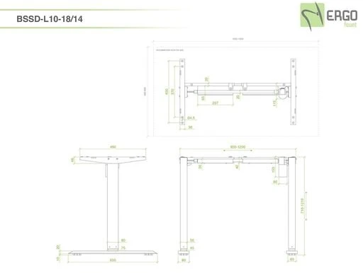BSSD-L10-18/14 W 2-Stage Single Motor Electric Sit-Stand Desk Frame, baltas