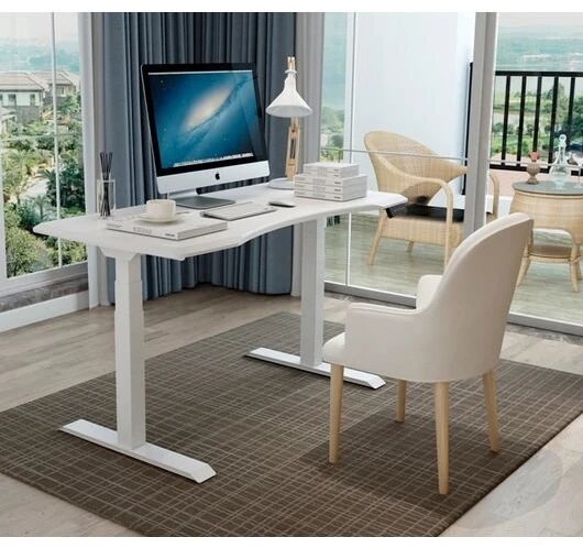 BSSD-L10-18/24 W Dual Motor Electric Sit-Stand Desk Frame, 3-Stage, baltas