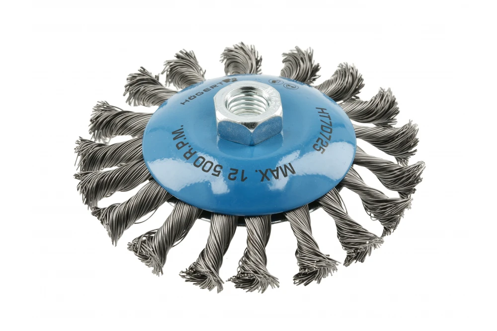 Circular brush with shaft 115 mm, M14, steel wire, 0.5mm