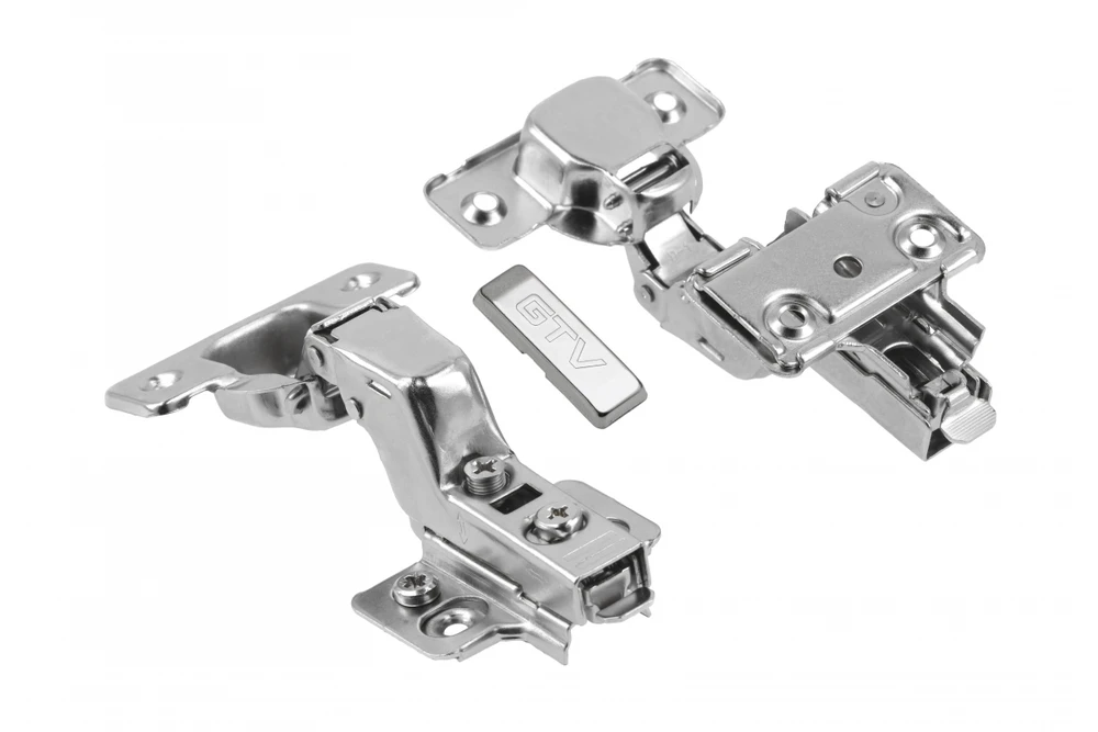 Concealed hinge with eccentric adjustment of arm and roller, clip on, without euro screws