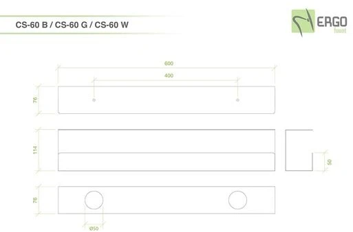 CS-60W Horizontal cable tray, 600 mm, baltas