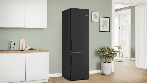 Bosch KGN39VXCT Serija 4, Laisvai statomas šaldytuvas-šaldiklis su šaldiklio skyriumi apačioje, 203 x 60 cm, Juodas šlif (Pažeista pakuotė) aprašymas - Prekės nuotrauka