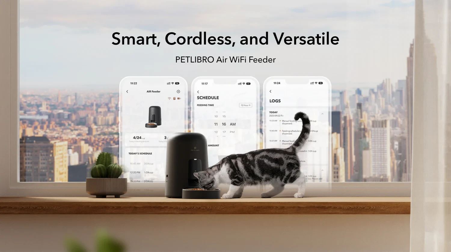Išmanioji automatinė belaidė augintinių šėrykla Petlibro Air Smart PLAF108 2L, juoda aprašymas - Prekės nuotrauka