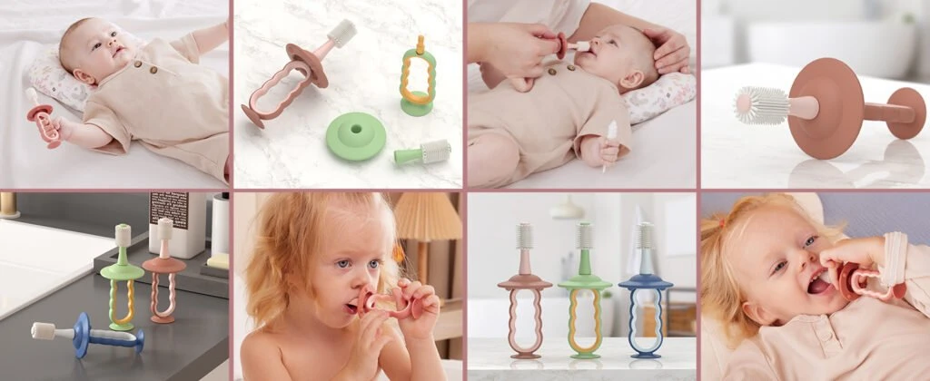 Momcozy mažylių dantų šepetėlis, žalias aprašymas - Prekės nuotrauka
