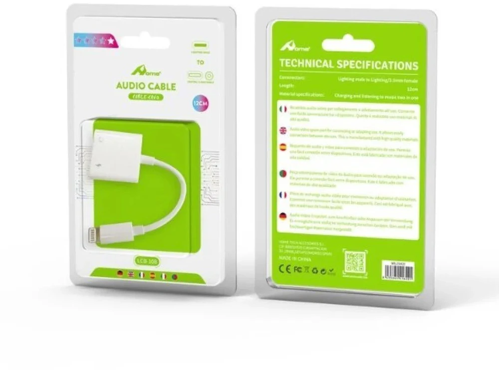 Digitalome adapteris LCB-108 2in1 Lightning / AUX 3.5mm