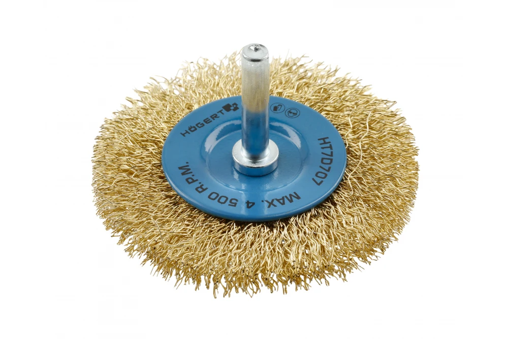 Disc brush with 75 mm shank, brass wire