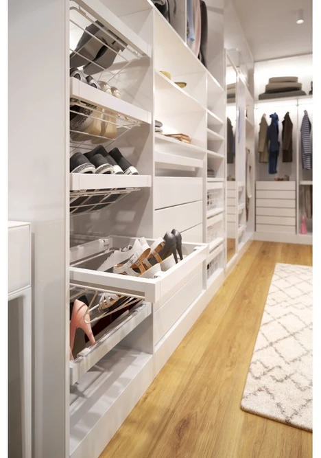 Drawer Elite for shoes 900 mm with soft closing, baltas