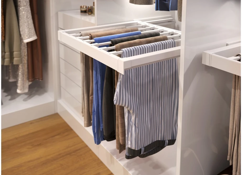 Drawer Elite for trousers 700 mm with soft closing, baltas