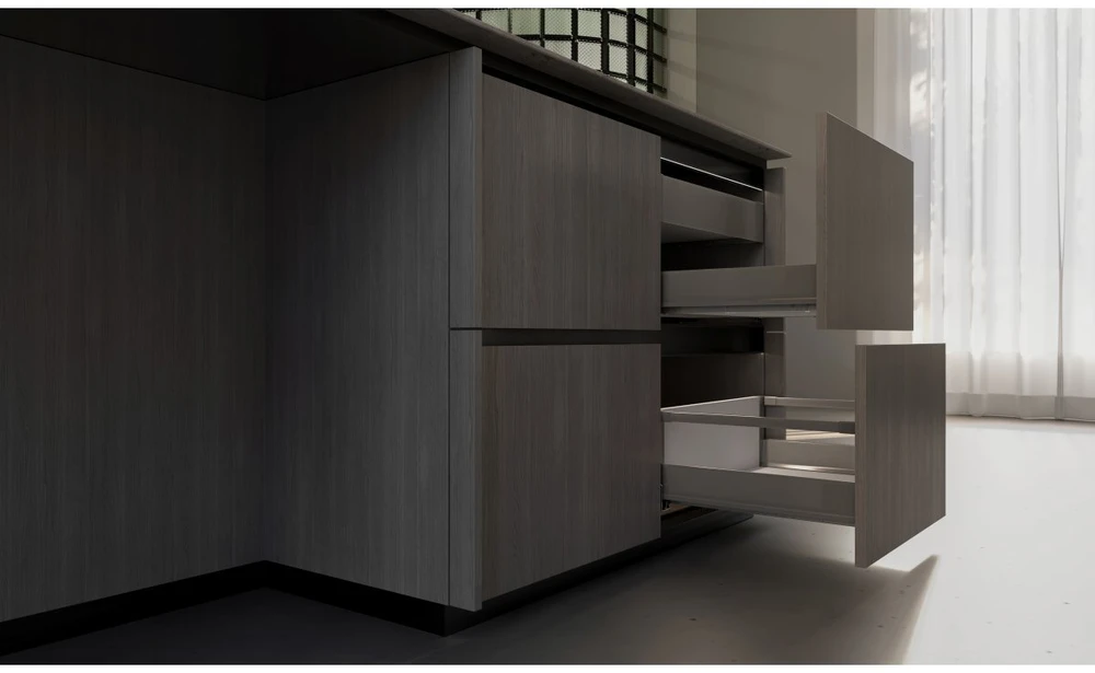 Drawer GTV MODERN BOX PRO, H=199 mm, L=300 mm, soft-close, full extension, pilkas