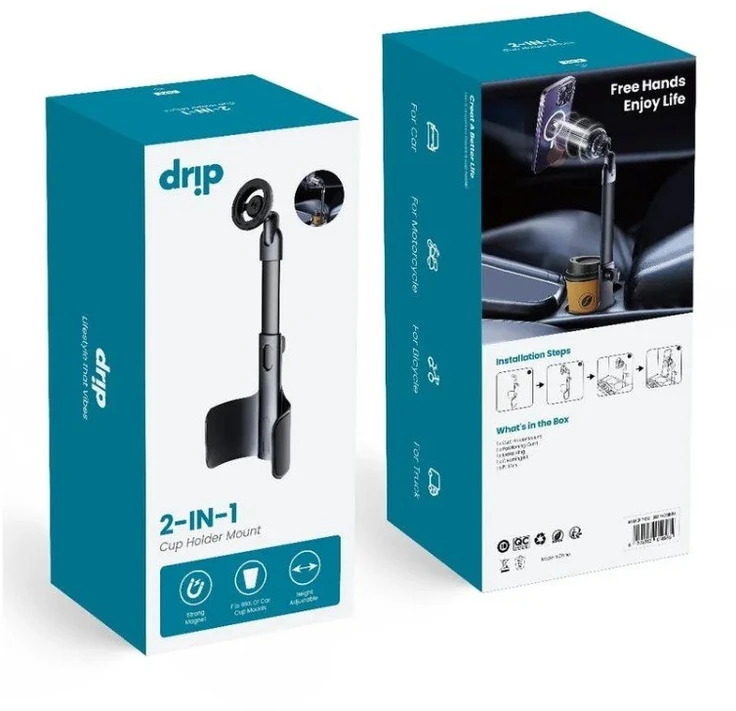Drip DP-PH002 teleskopinis magnetinis telefono laikiklis automobiliui - neužimantis puodelio vietos su 360 pasukimu