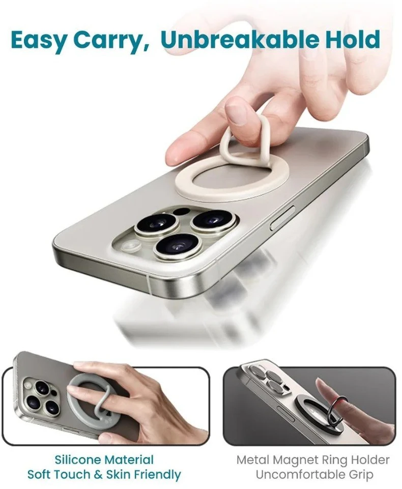 Drip MagSafe magnetinis telefono laikiklis su silikoniniu piršto žiedu juodas