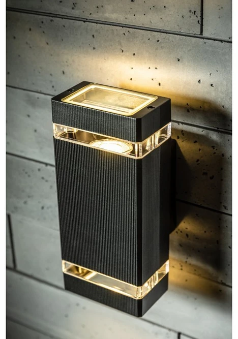 GTV Dviejų krypčių sieninis šviestuvas NESSA, GU10, MAX.2x50W, IP54, AC220-240V, 50/60Hz, juod