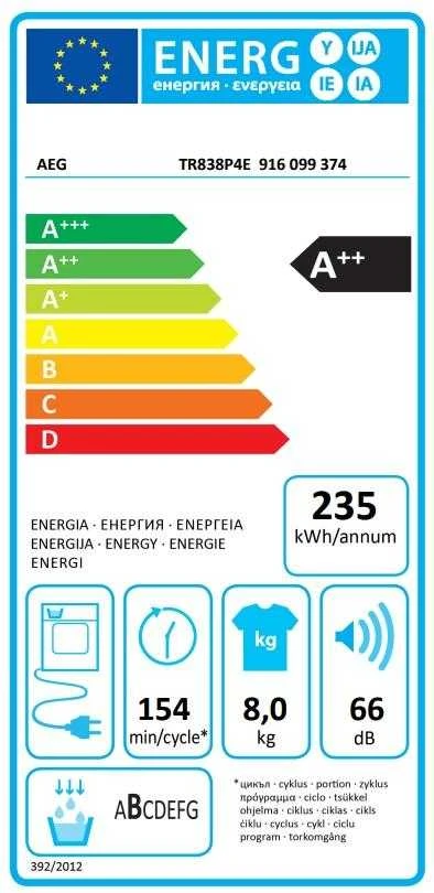 Džiovyklė AEG TR838P4E (Atnaujinta)